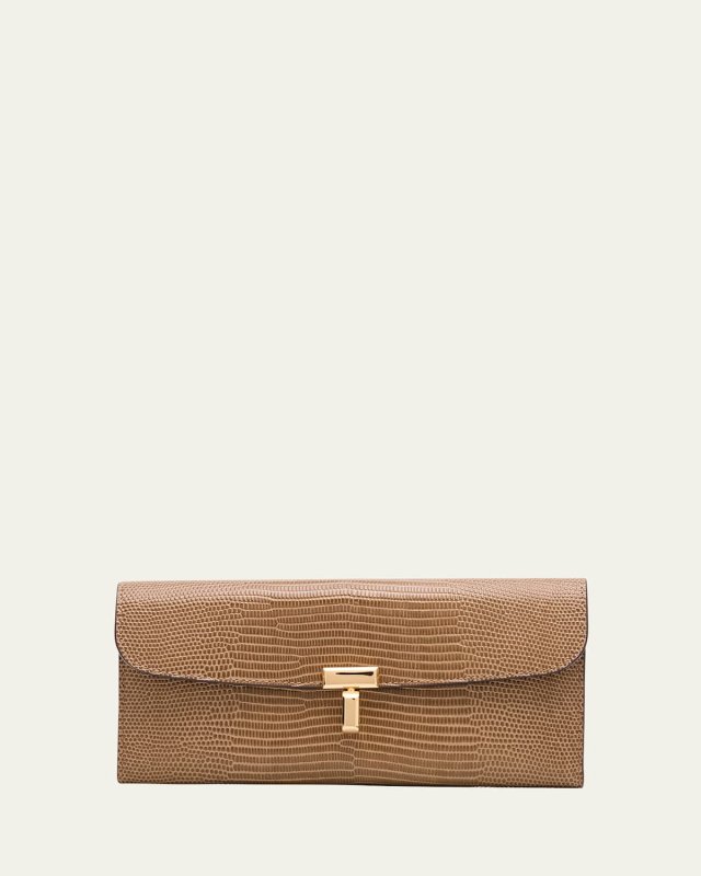 T-Lock Lizard-Embossed Leather Wallet